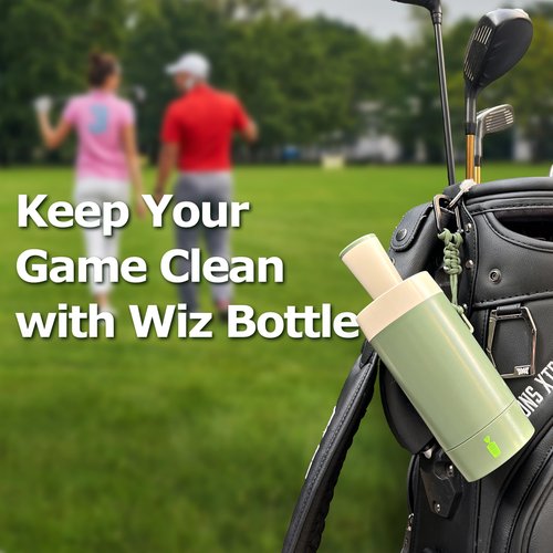Wiz Bottle Golf Ball Cleaner Washer – Portable, Tool-Free, Patent-Pending Dirt Filter – Perfect Golf Gift for Tournaments, Men, Women, and Kids