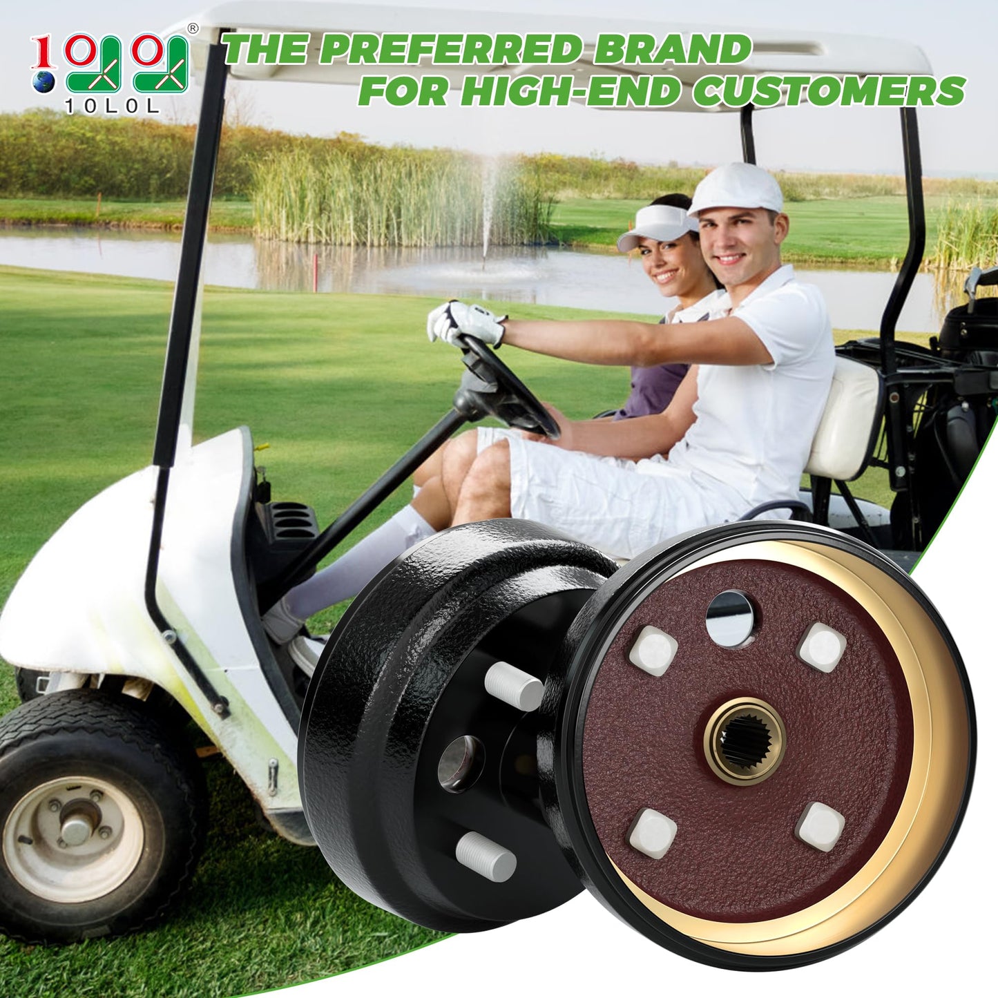 10L0L Golf Cart Brake Maintenance Kit for 1997-Up 4 Cycle Gas EZGO TXT Marathon Medalist Columbia 1" Hole Brake Hub Drums Pads/Shoes Spring Kit OEM# 21807-G1 41843-94 70794G01 70795G01 27943G01
