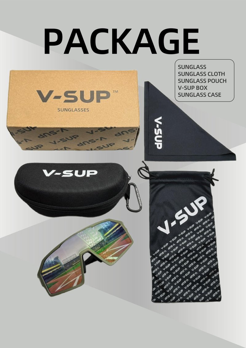 V-SUP UV400 Mens Sunglasses for Baseball, Cycling, Golf, Fishing, Pickleball, Running, Hiking, Sport Glasses for Outdoor Use, MTB–Safety Sunglasses for Men & Women (Gray Frame & Pink Gold Revo Lens)