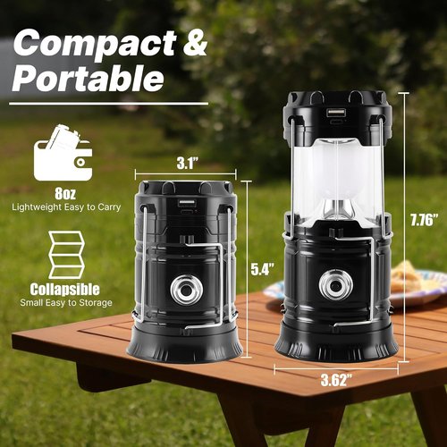 Lichamp Portable Solar Camping Lantern - USB Rechargeable LED Flashlight | 4-Pack Survival Kits for Emergencies
