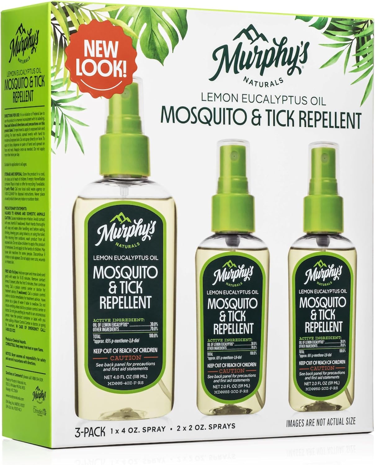 Murphy’s Naturals Mosquito & Tick Repellent - Plant-Based Outdoor Spray Kit | 3-Pack (1x4oz + 2x2oz)