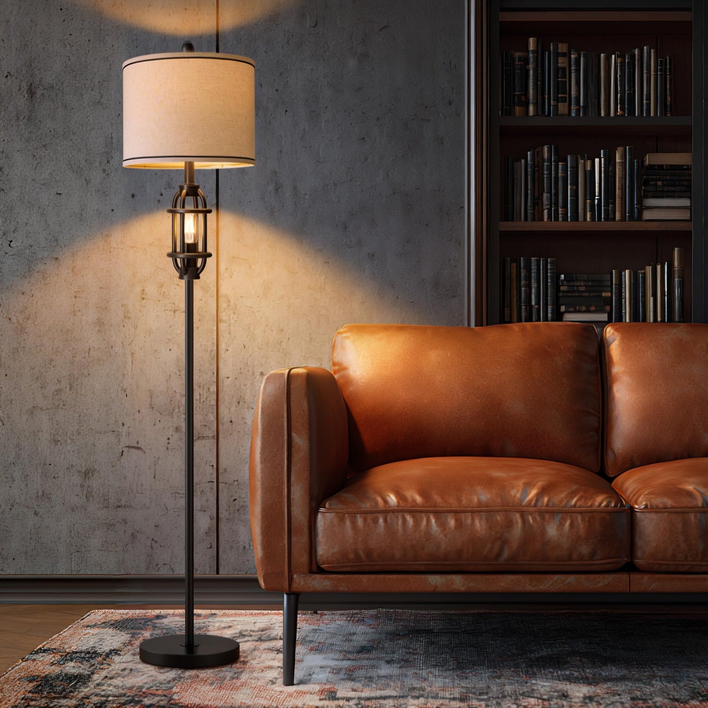 G-SAFAVA 62.5" Floor Lamp for Living Room Industrial Black Standing Tall Lamps for Bedroom Mid Century Modern Corner Floor Lamps for Office Nursery Reading Light Room Lamp, Bulbs Included