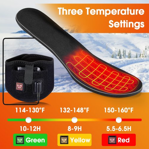 Heated Shoe Insoles,12-Hour Runtime,Removable 7.4V Battery Packs,3-Temperature Control, ETL-Certified Charger,Foot Warmers for Men & Women