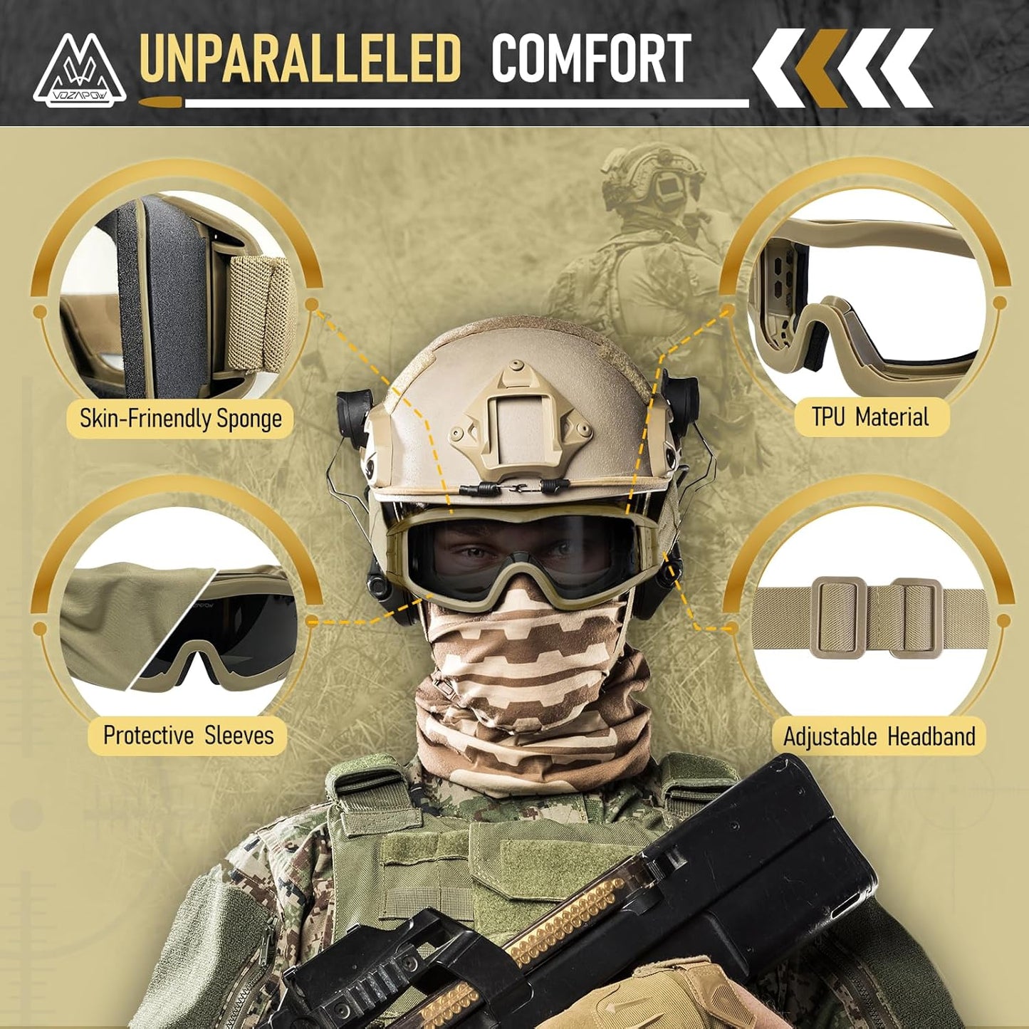 Skiennix Airsoft Goggles - Anti-Fog Shooting Glasses for Clear Vision | Durable & Lightweight Design