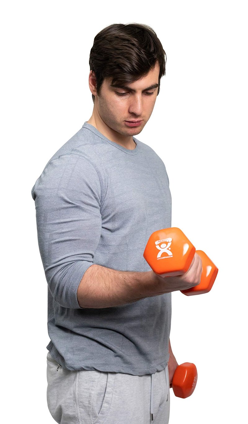 CanDo Vinyl Coated Dumbbell Orange 10 lb Single 1pc Handheld Weight for Muscle Training and Workouts, Color Coded Anti-Roll Home Gym Equipment, Beginner and Pro…