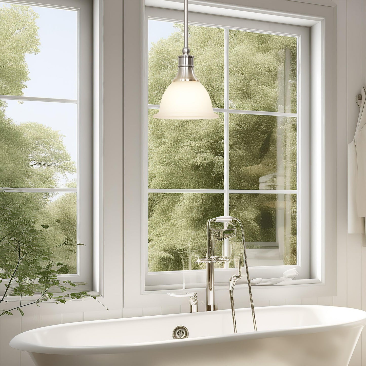 Kira Home Ellie 8" Adjustable Mini Pendant Light w/Frosted Glass Shade & Brushed Nickel Finish