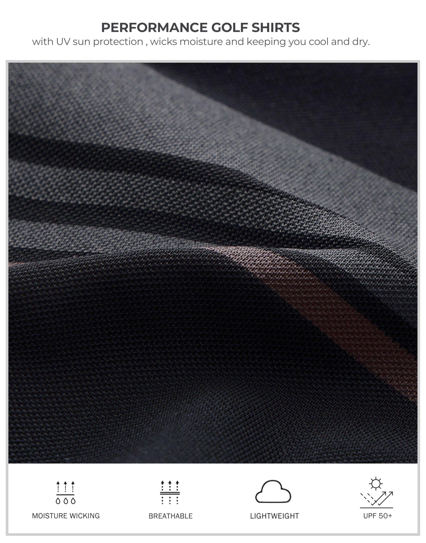 Men's Golf Shirts Dry Fit Moisture Wicking Performance Short Sleeve Collared Polo Shirts for Casual Tennis Bussiness (Black Parallelogram, XL)
