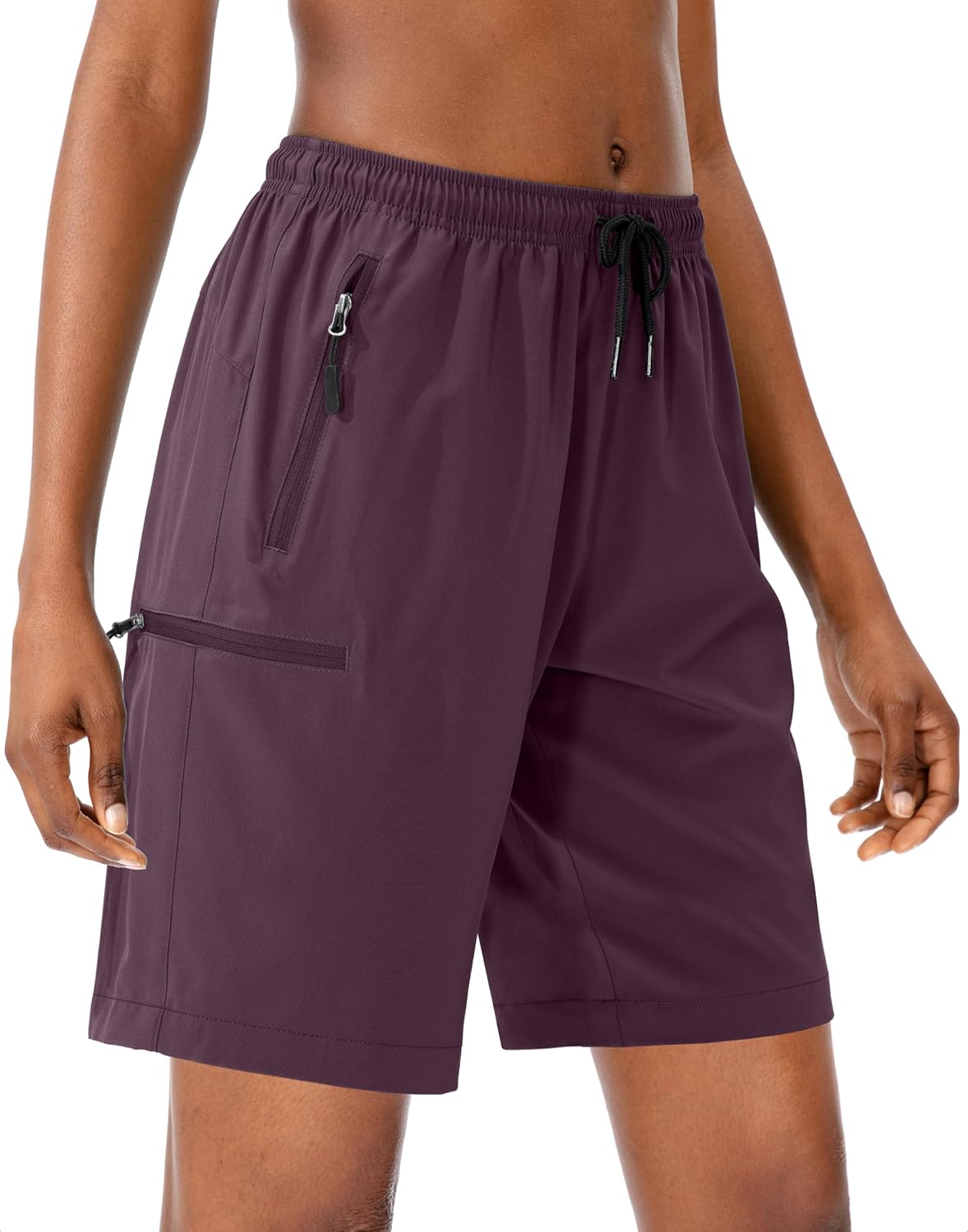 SANTINY Women's Quick-Dry Hiking Cargo Shorts - Lightweight Athletic Shorts with Zipper Pockets | 5''/7''/9'' Sizes