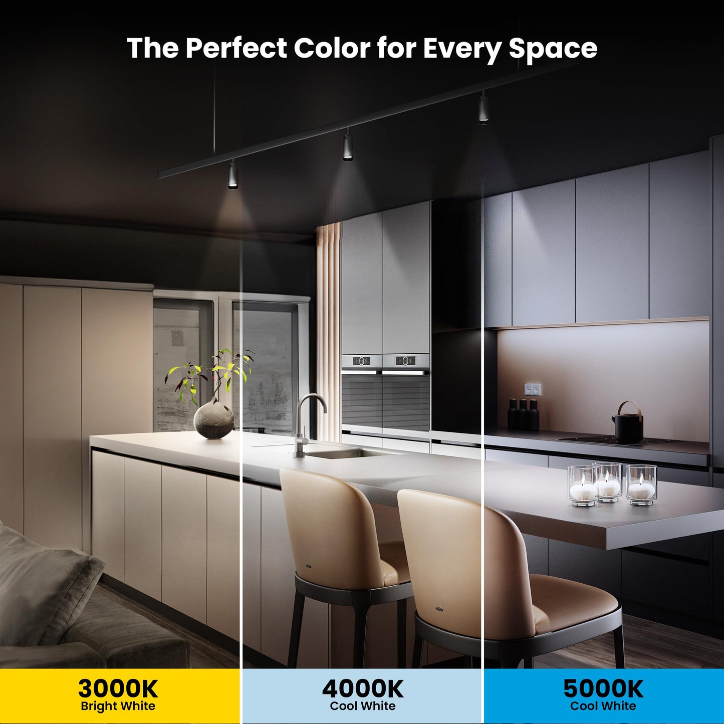 Feit Electric MR16 LED Reflector Light Bulb, 50W Equivalent, Dimmable, GU5.3 Base, 90+ CRI, 500 Lumen, Adjustable Color Track Lighting, 25,000-Hour Lifespan, BPEXN/3CCTCA/3/6, 18-Pack