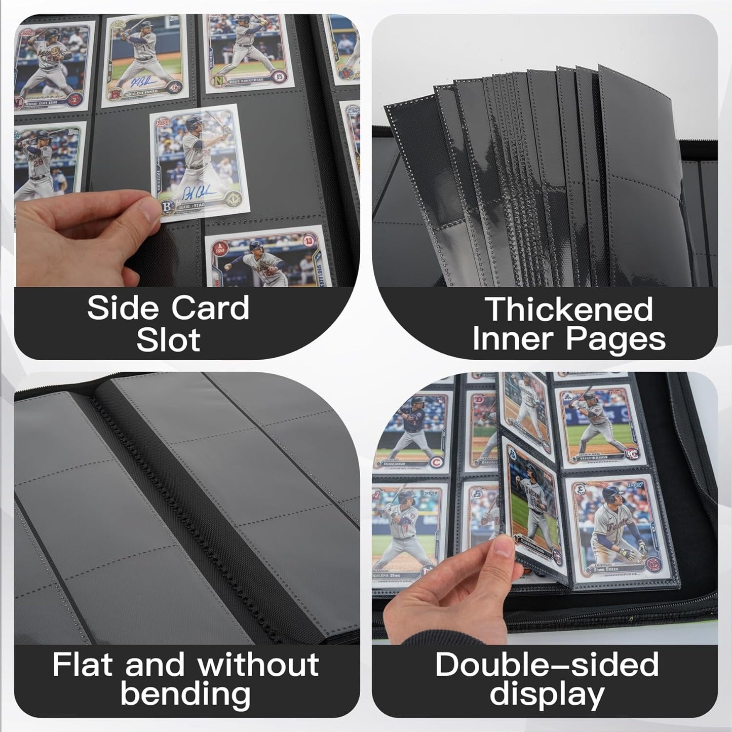 Skiennix Premium Card Binder - 12 Pocket Album for 720 Trading Cards | PU Zipper, Black