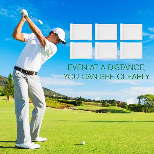 Oudain 6 Pcs Golf Target Flag with Tube Inserted Waterproof Putting Golf Flags 420D Nylon Mini Pin for Yard Indoor Outdoor Backyard Garden Portable, 8 x 6 Inch(White)