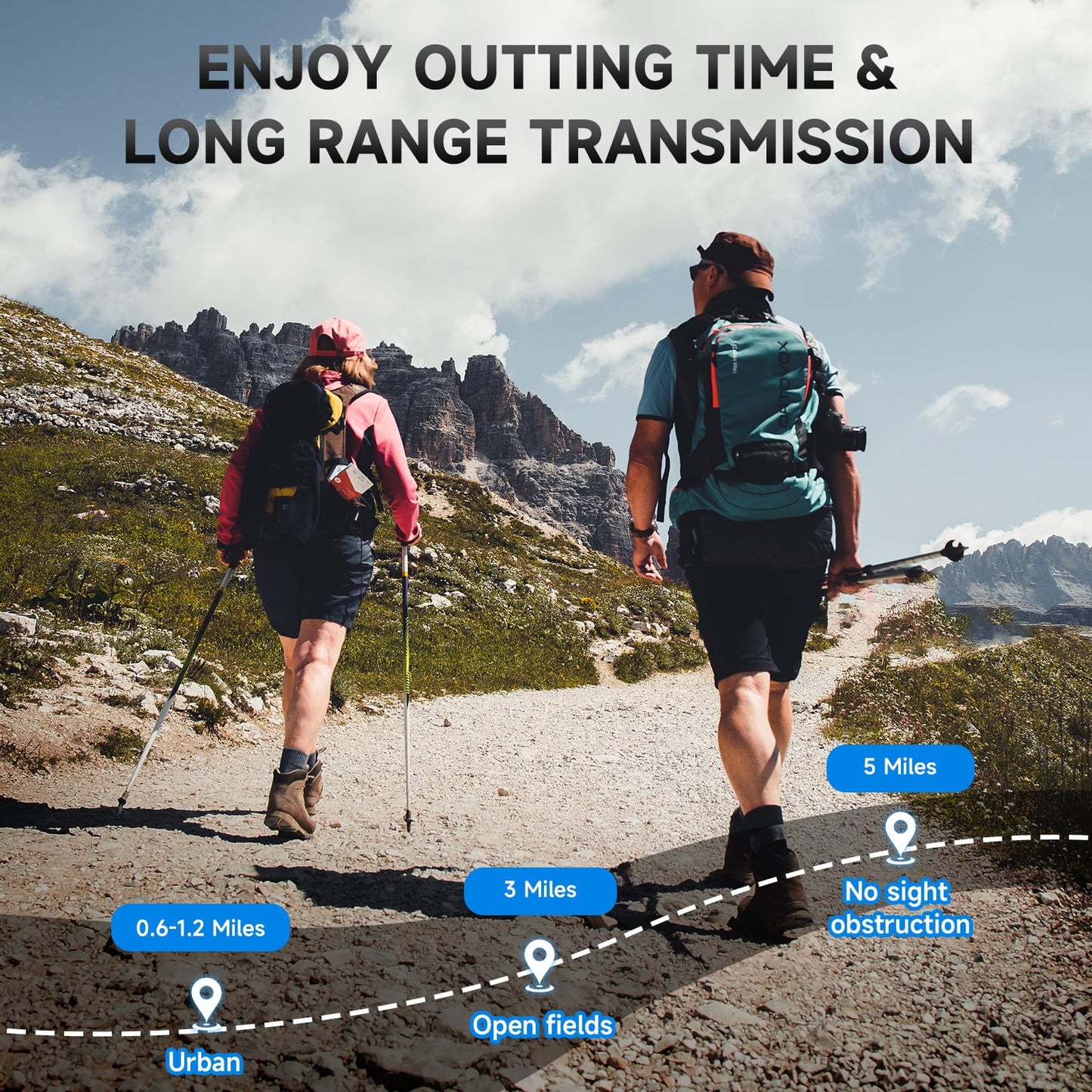 Rechargeable Walkie Talkies Long Range for Adults, Walky Talky VOX with 22 FRS Channels, 99 Privacy Codes Two Way Radio,1200mAh Li-ion Battery, for Camping Hiking Emergency (2 Pack Colorful)