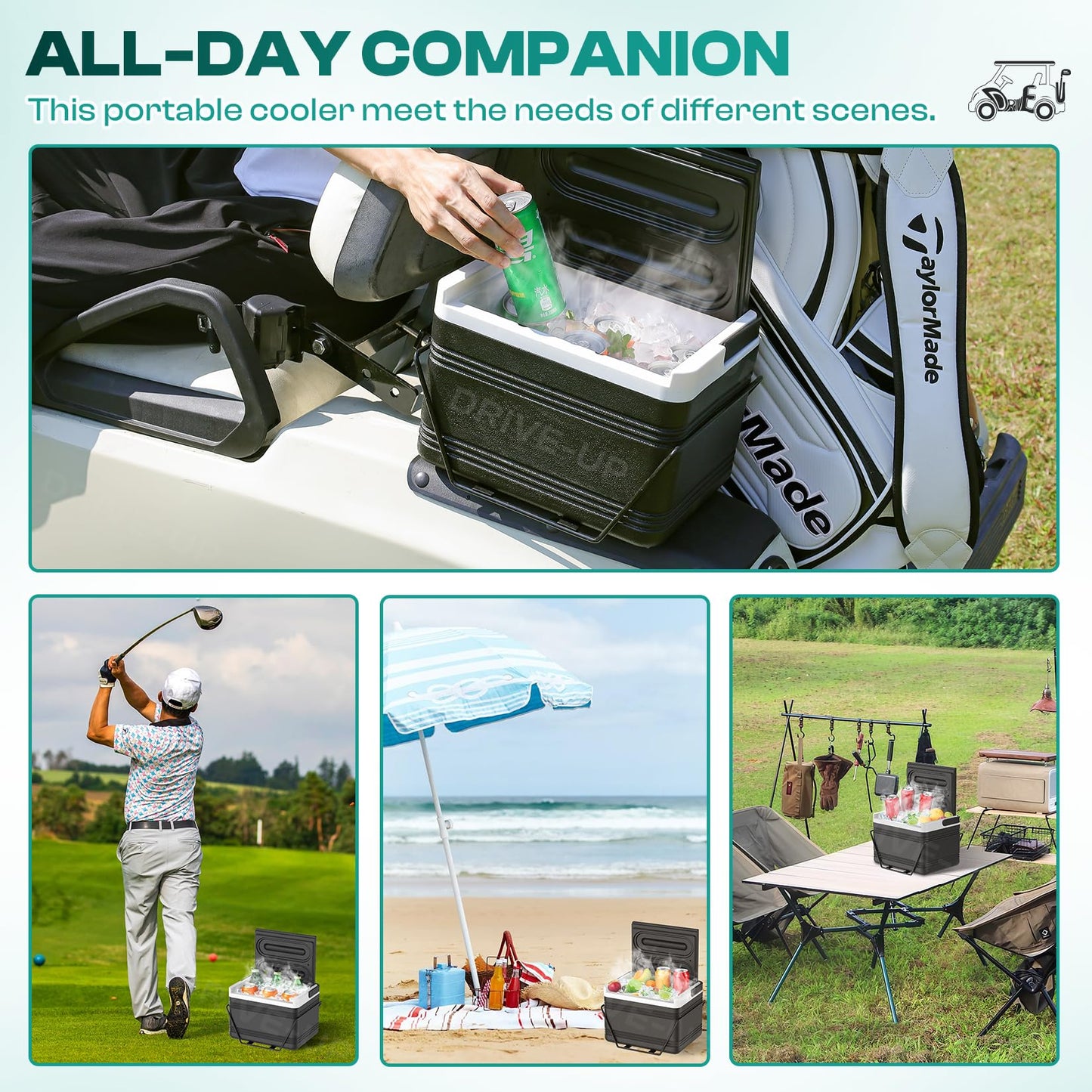 DRIVE UP Golf Cart Cooler, Golf Cart Cooler with Mounting Bracket Fits Club Car DS EZGO TXT and Yamaha Star Golf Carts