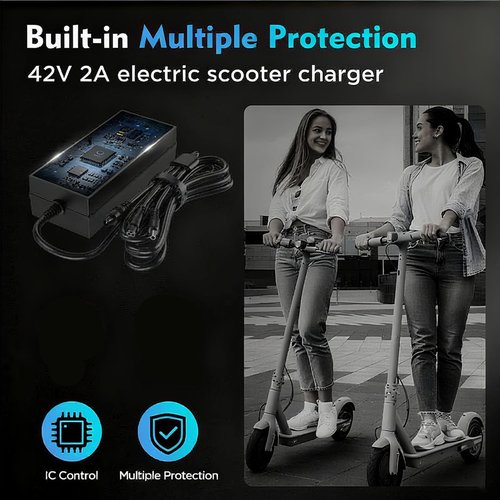 EVAPLUS 42V 2A Fast Charger - UL Certified with 5 Type Plugs for 36V Lithium Batteries | Compatible with Pocket Mod & Electric Scooters