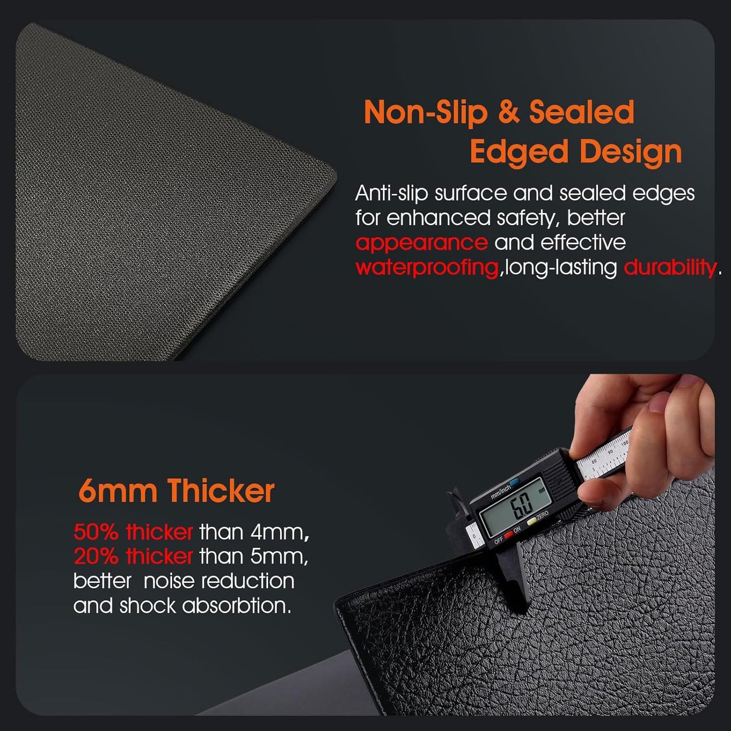 Skiennix Walking Pad Mat - 57" x 25" Waterproof, Thick 6MM Rubber Foam for Carpet & Hardwood Floors