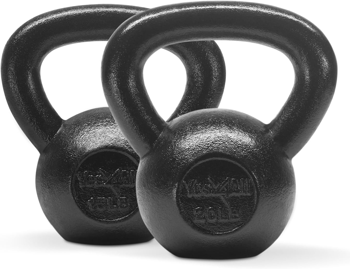 Yes4All Kettlebell Sets - Cast Iron Strength Training Kettlebells | Wide Handles, 5-30 LB Options for All Levels