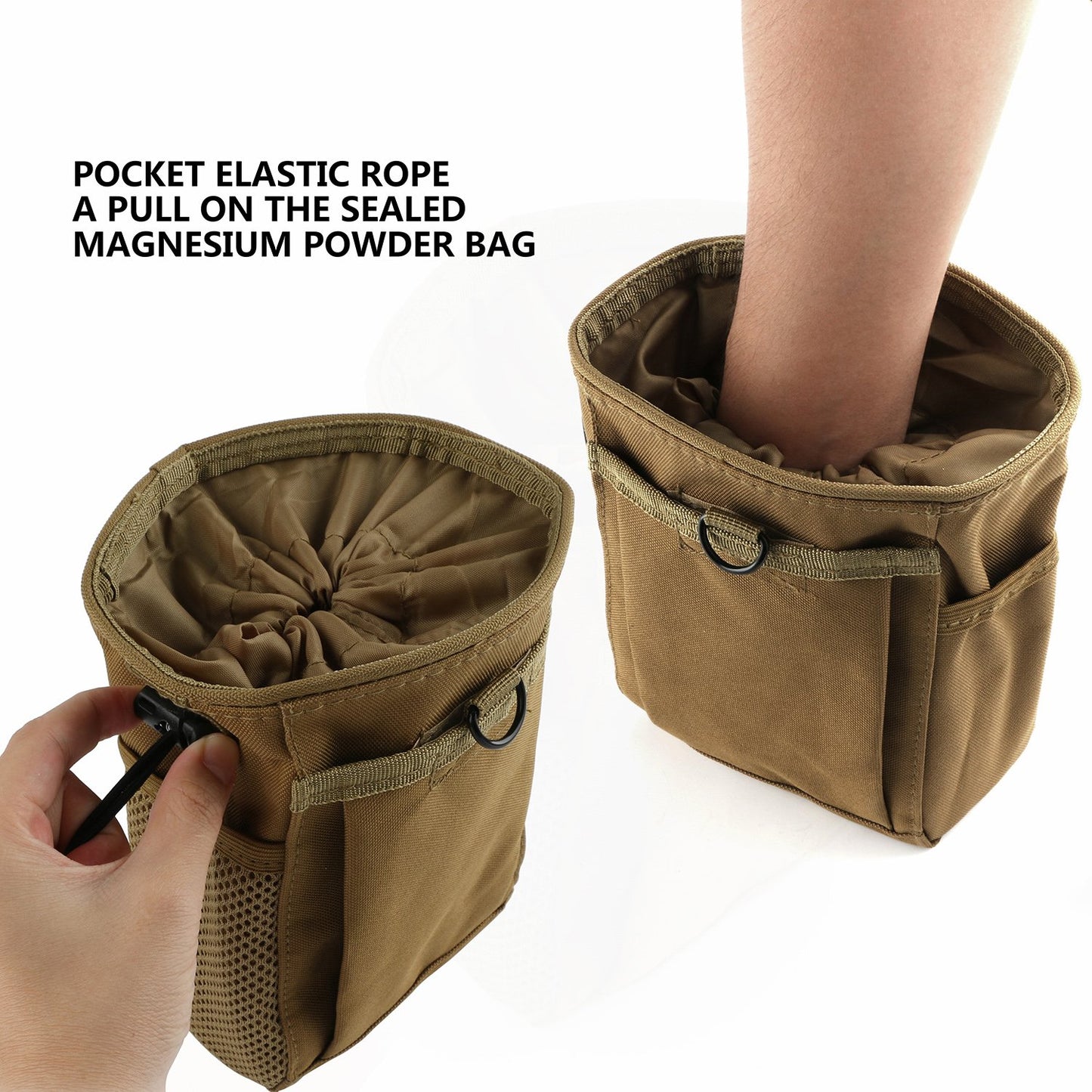 Chalk Bag for Rock Climbing, Rock Climbing Gifts Gear Accessories - Chalk Bag Bucket with Bottle Clip Drawstring Closure Gym Wall, Rock Climbing Chalk Bag Khaki