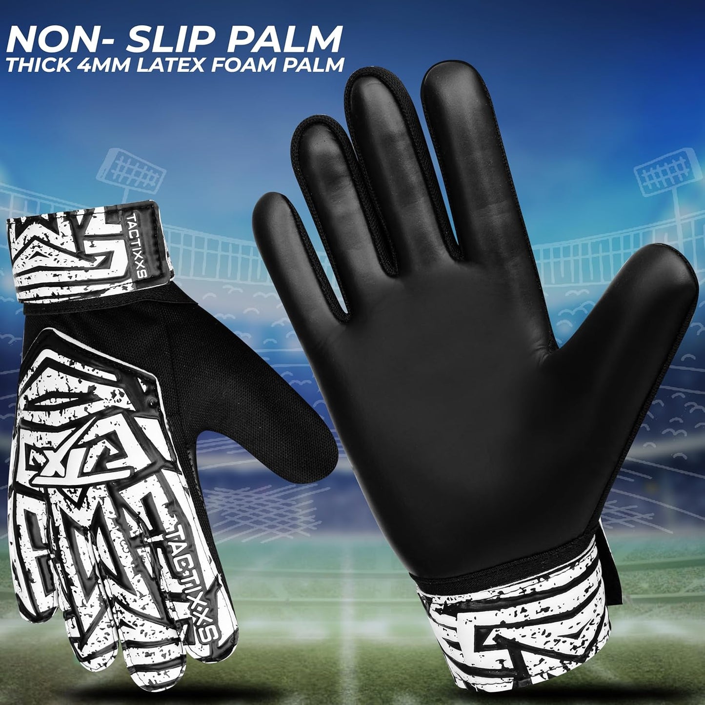 Skiennix Soccer Goalkeeper Gloves - Anti-Slip 4mm Latex Palm for Kids | Funky Design & Strong Grip
