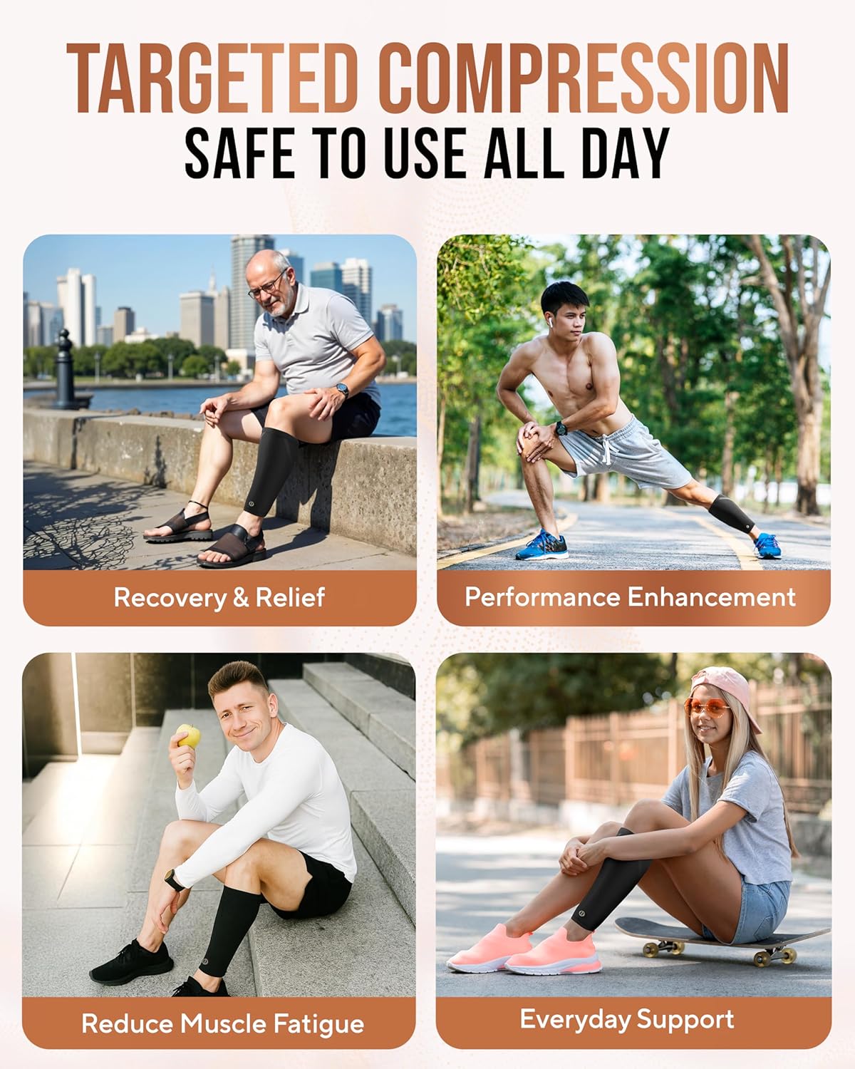 TheraCopper Copper Calf Compression Sleeve - Breathable Non-Slip Shin Support for Men & Women | Ideal for Runners & Muscle Recovery