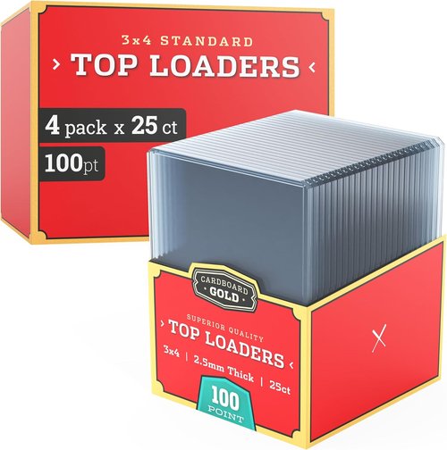 Cardboard Gold | 100pt Top Loaders for Trading Cards - 100 Count - Premium 3x4 Inch Protectors