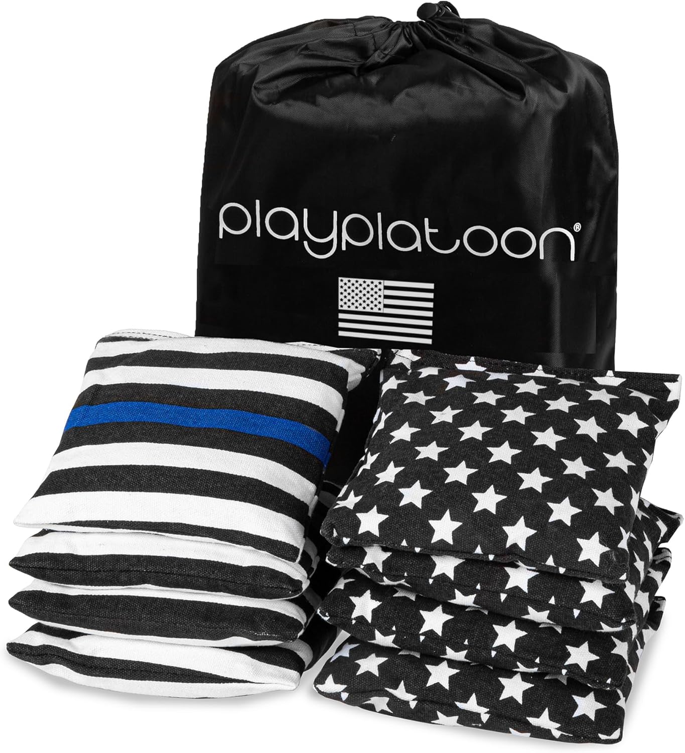 Play Platoon Cornhole Bags - Weather Resistant Set of 8 | Official Size & Weight for Tossing