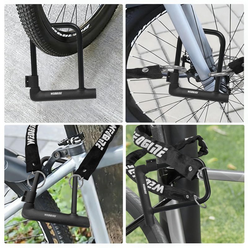 Bike U Lock with 4ft Security Chain 14mm Shackle, Bike Lock with 3 Keys and Mounting Bracket, Bicycle U-Locks Perfect for Road, Mountain, and Electric Bikes,Bicycle Lock