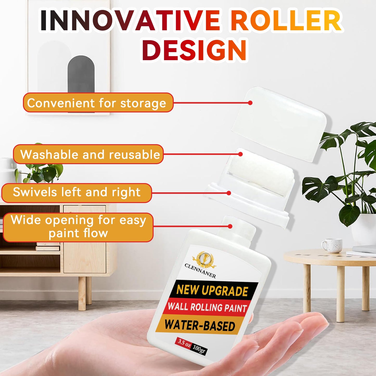 White Paint for Wall, Wall Paint Effortless Cleaning & Pristine Walls, Drywall Repair Kit for Flat, Ceiling Wall, Roller Brush Repair Kit Remove Stains, Scratches, Yellowing, Water-Based, Ready to Use