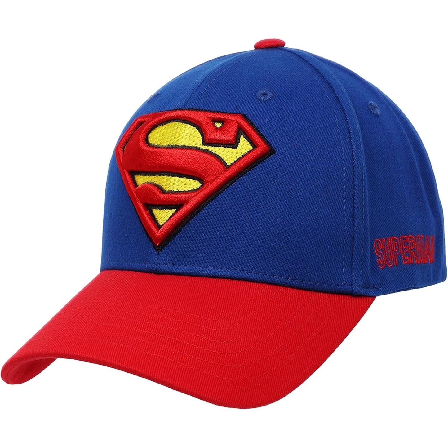 DC Comics Superman Baseball Cap, Adult Adjustable Snapback Hat with Flat Brim for Men and Women, Embroidered Logo, Navy, One Size