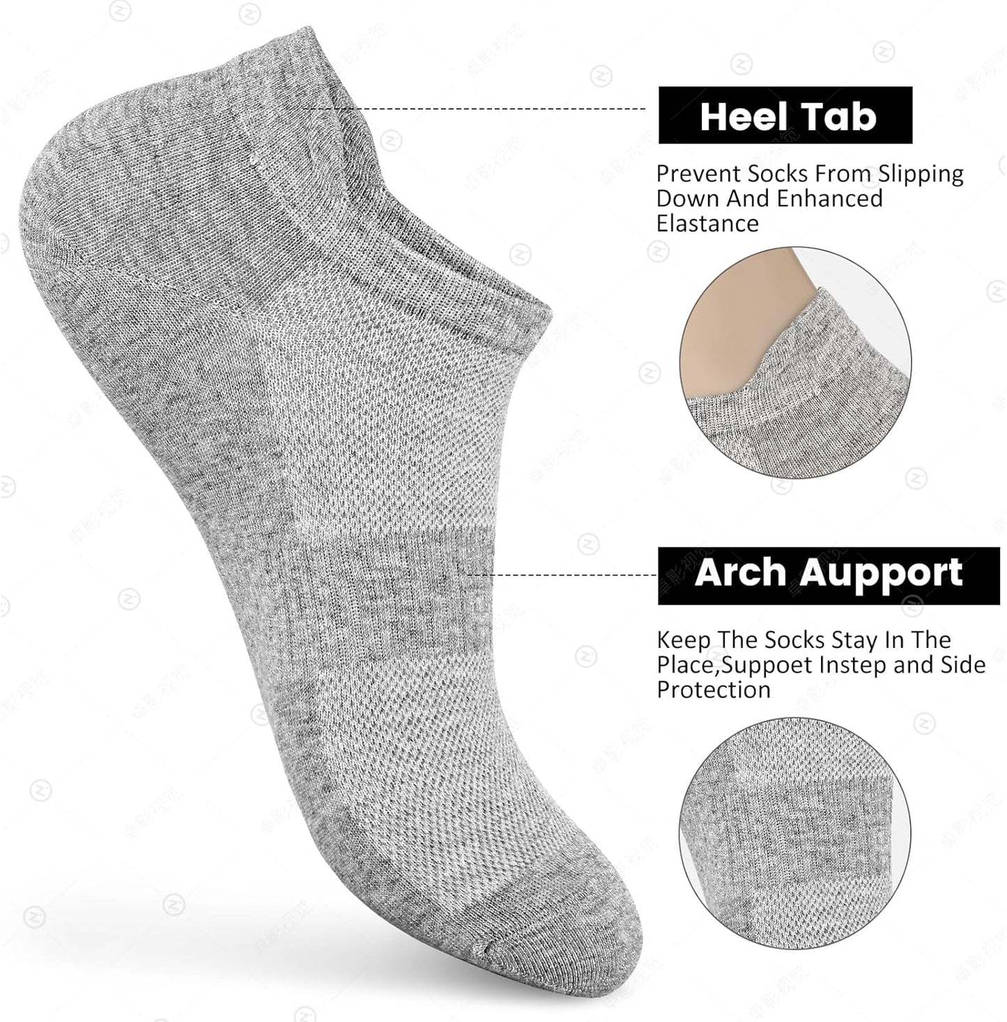 Sallking Women's Ankle Cotton Socks - Soft No Show Athletic Socks | 6 Pairs in White