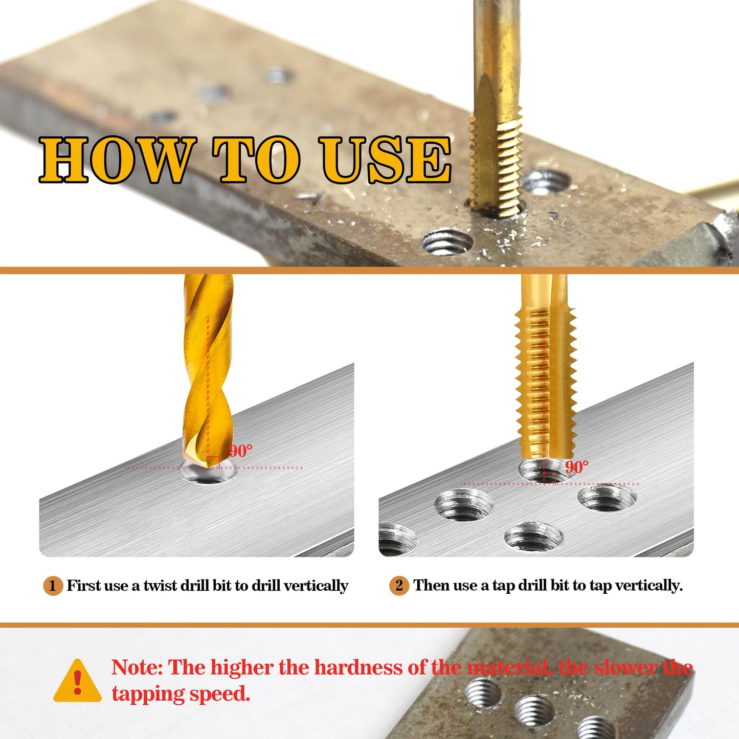 RURITKIT M6x1.0 Tap and 5.0mm Drill Bit Kit, M2 HSS Metric Drill and Tap Set, Combination of Drill and Tap Kit for Metal