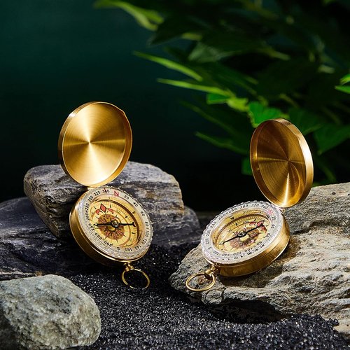 Dunzy Camping Survival Compass - Glow in The Dark Metal Pocket Tool for Hiking & Navigation