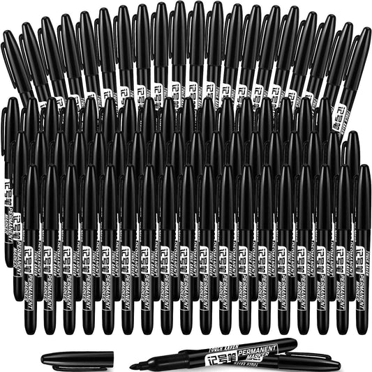 Thenshop 500 Pack Permanent Markers Bulk Black Permanent Marker Set Fine Point Pens Waterproof Work on Wood, Metal, Plastic, Stone, Glass
