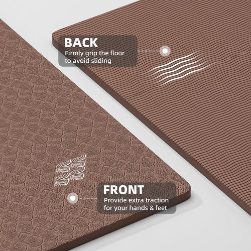 ILILI Yoga Mat, 72x25×0.3 Inch, TPE Exercise Mat, Odorless & Tear-Resistant, with Strap, Ideal for Yoga, Pilates, Home Workouts, Stretching & All Fitness Routines (brown)