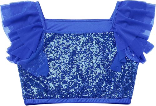 Lyrical Dance Dress - Sparkly Sequins Crop Top & Tiered Chiffon Midi Skirt | Women's Contemporary Outfit