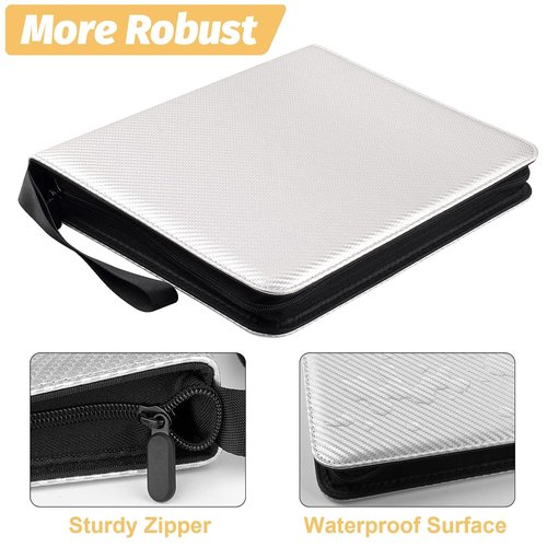 GERMUN Silver 9-Pocket Card Binder - Premium Zip Trading Card Album for MTG, TCG & Sports Cards