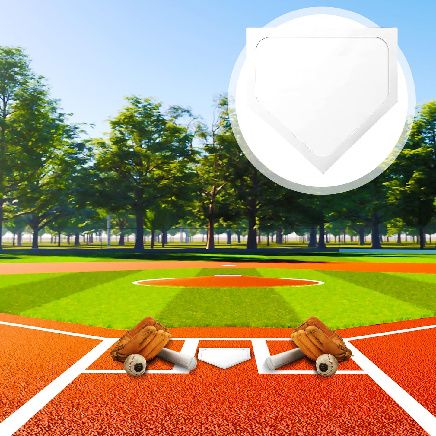 MAQUITA Baseball Home Plate Throw Down Baseball Bases Heavy Duty Pitcher's Mound Rubber Bases for Softball Kickball Practice Pitching Hitting, White