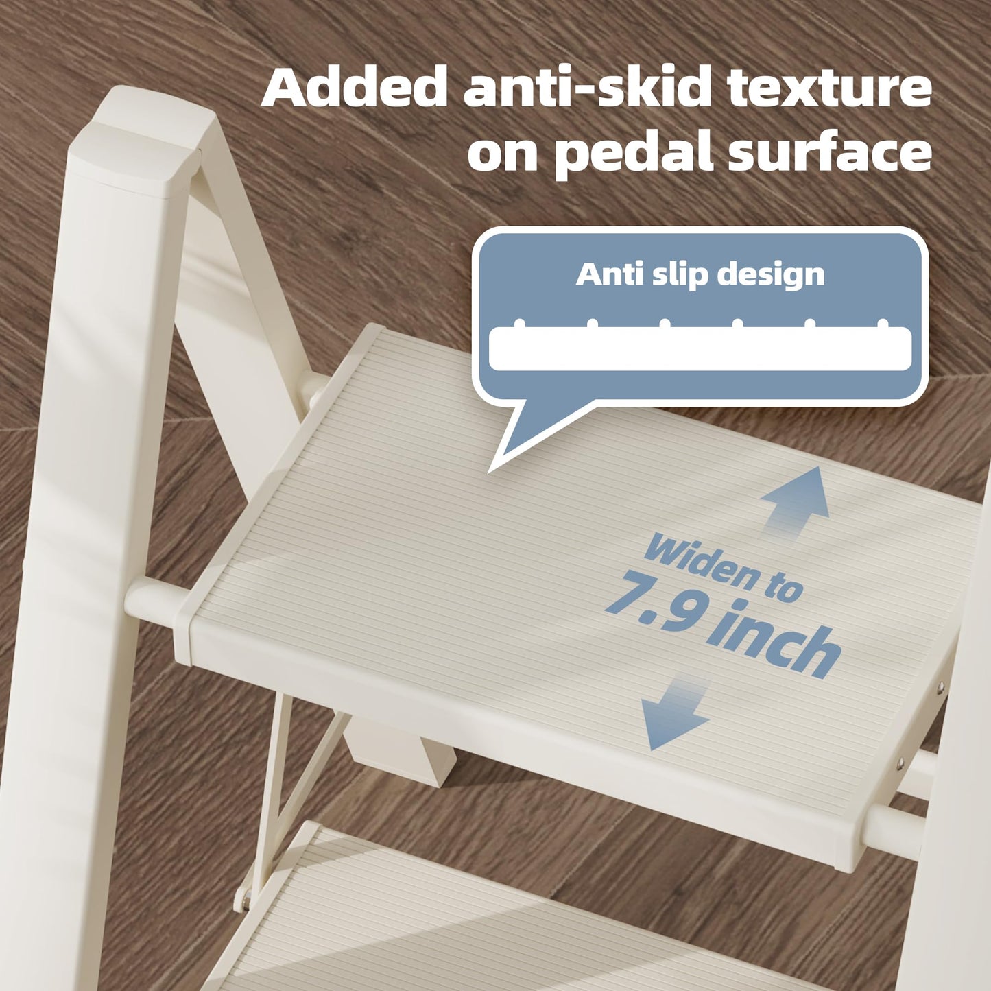 HillhutApex 4 Step Ladder, Lightweight Foldable 4 Step Stool with Anti-Slip Wide Pedal, 330lbs Capacity Aluminum Ladder for Household,Office,Garage(White)