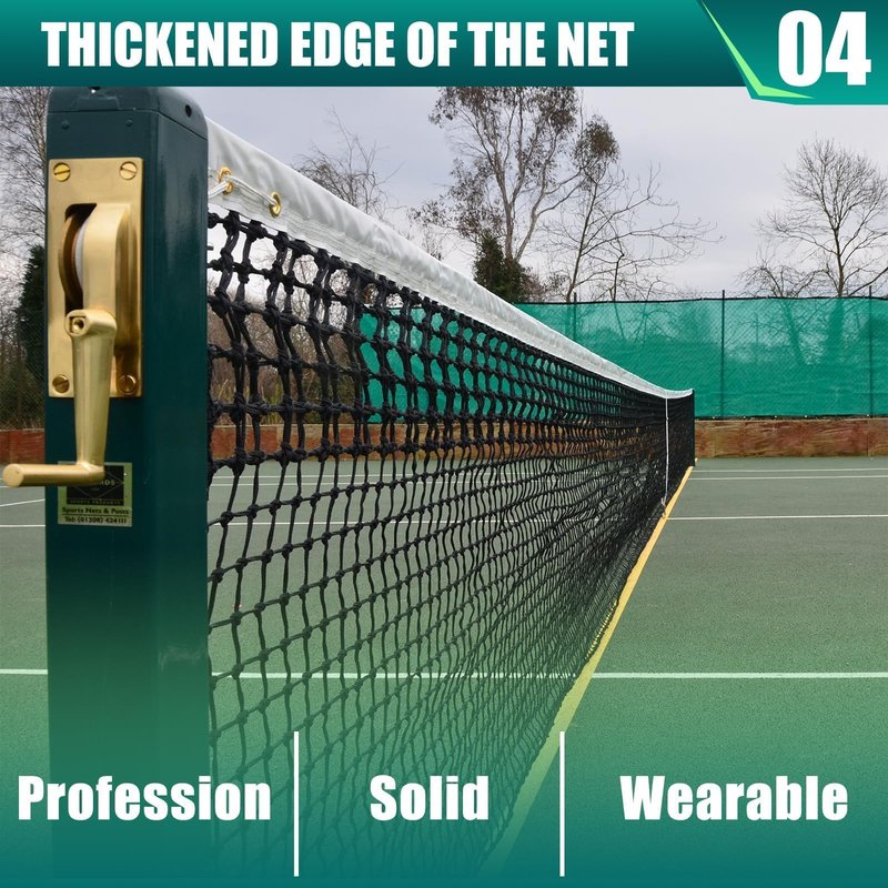 PROGOAL Professional Tennis Net 42FT Heavy Duty Nylon Net High Strength Non-Deforming Standard Replacement Tennis Net with 2 Fiberglass Dowels, Compatible with All Standard Outdoor Indoor Tennis Posts