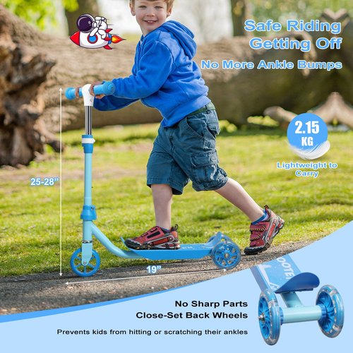 Kids Kick Scooter - LED Light Up 3 Wheel Kick Scooter for Kids 3-5 5-7, Adjustable Handlebar Height, Long Anti-Slip Deck,Heavy Duty Metal Scooters for Boys Girls Ages 3-7, up to 110 Lbs