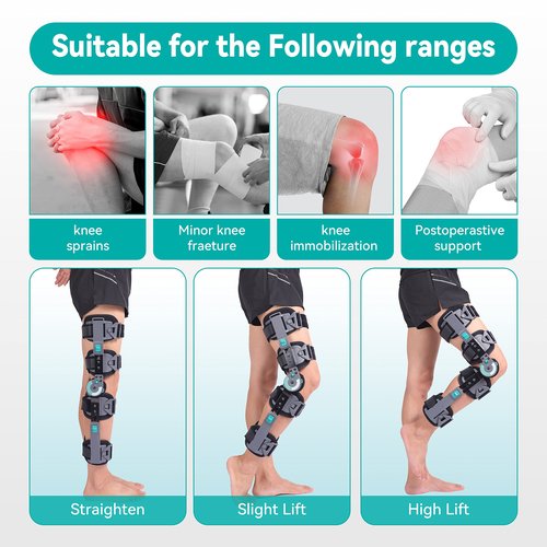 DOUKOM Hinged Knee Brace, Post Op ROM Adjustable Recovery Support for ACL, PCL, MCL, Meniscus Tear & Arthritis, Orthopedic Guard Immobilizer Stabilizer,One Size