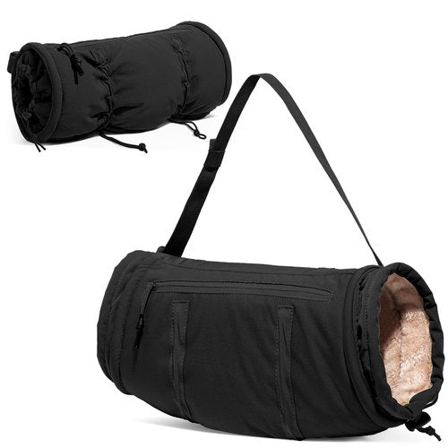 Smasrob Hand Warmer Pouch with Silent Material, Drawstring Tighteners and Adjustable Strap, Hand Muff for Hunting, Golf, Football Winter Outdoor Activities, Black