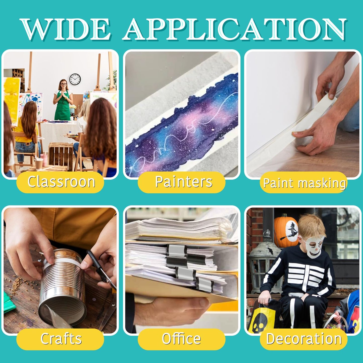 GEYYANG White Masking Tape Bulk 10 Pack, 0.75 inch White Painters Tape for Painting, Crafts, Home & Office, Multi-Surface Adhesive Artist Tape (0.75inch x 55yards x 10 Rolls)