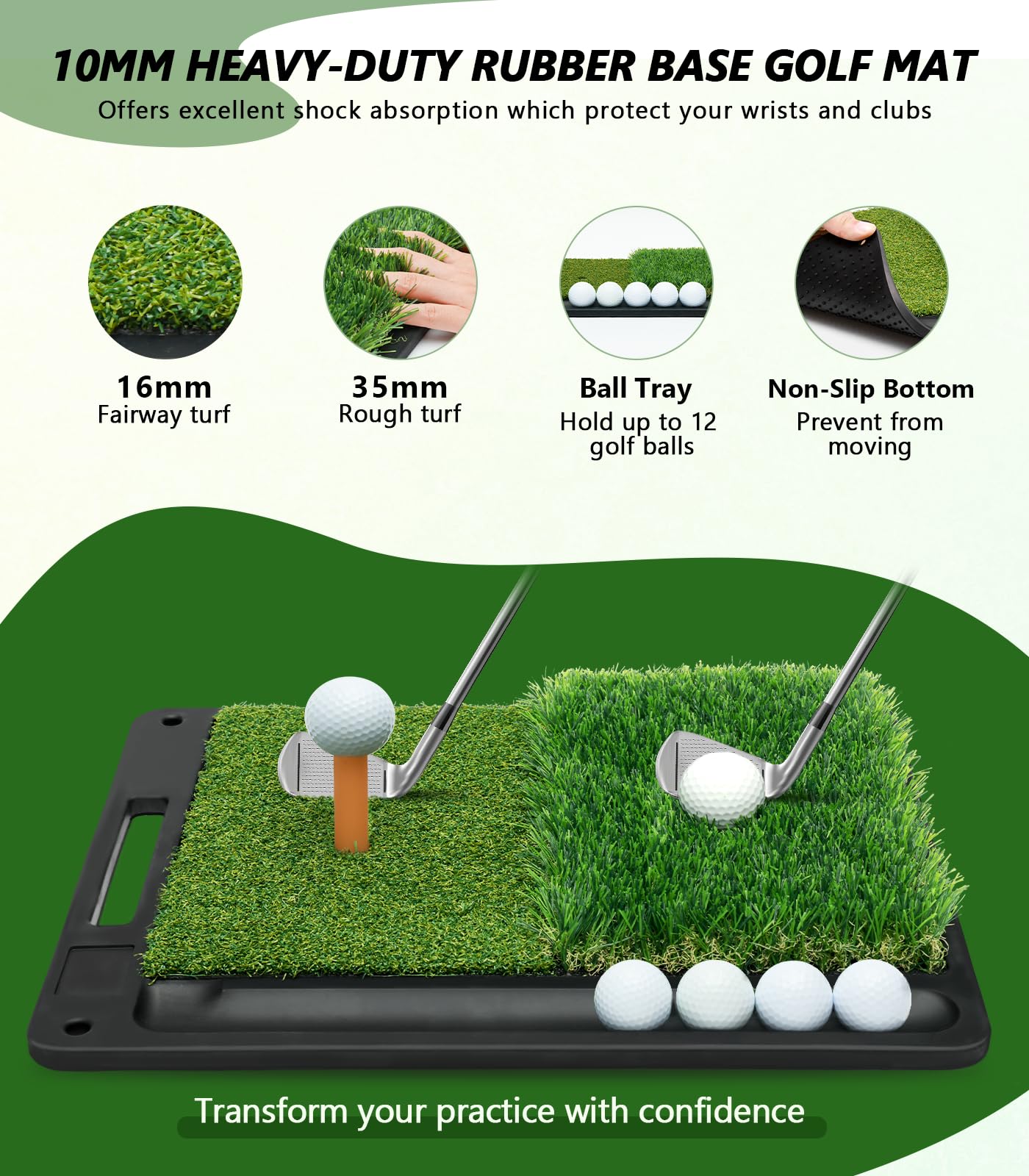 Golf Net, 10 x 7FT Golf Practice Nets for Backyard Driving Hitting Swing Chipping Training with Hitting Mat for Indoor & Outdoor, Gifts for Men Dad Husband Golfers Him