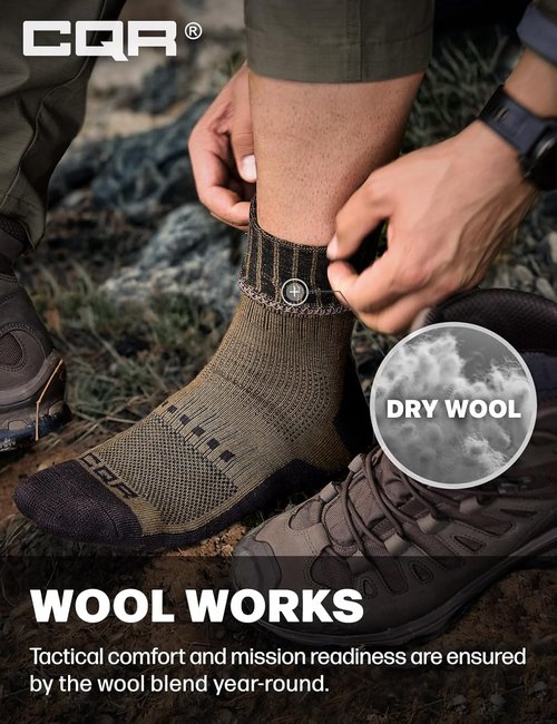 CQR Wool Hiking Socks - Moisture-Wicking Mid Calf Crew Socks for Men & Women | 3 Pack