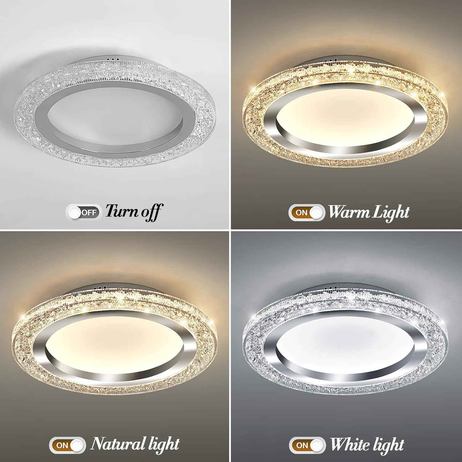 28W Gold LED Flush Mount Ceiling Light - 12" Modern Round Fixture for Bedroom, Kitchen, Bathroom