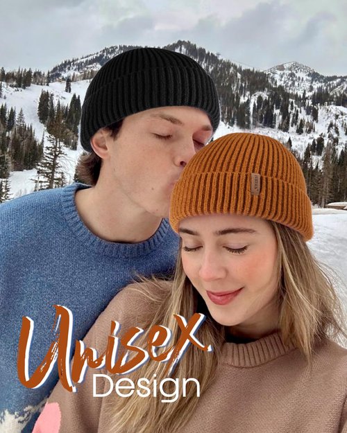 FURTALK Fisherman Beanie for Men Women Sytlish Short Cuff Knittet Watch Cap Winter Hats Brown