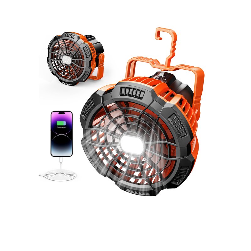 Portable Camping Fan & Lantern, (40H Max Working) Rechargeable Battery Operated Fans & Hook, 15000mAh Glamping Tent Hanging Fan for Car Camping Essentials Accessories,Hiking,Hurricane Survival Gear