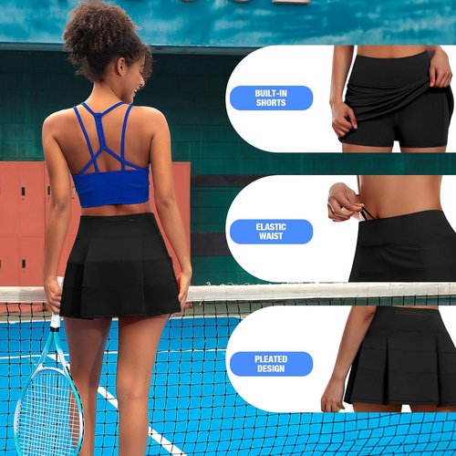 JoyGirl Women's Tennis Skirt - High Waist Pleated Golf Skirt with Shorts & Pockets | Athletic Skorts