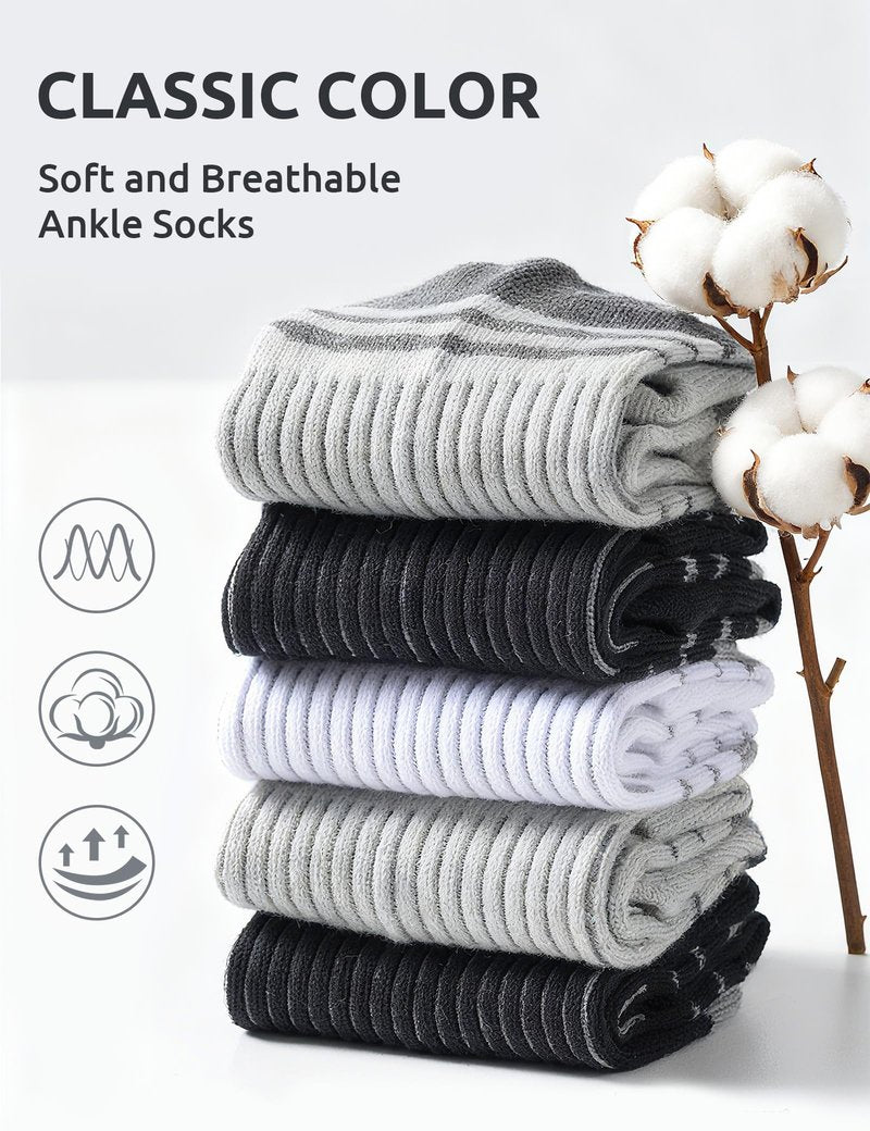 Somaibo 10 Pairs Boys Ankle Socks Kids Low Cut Half Cushioned Athletic Socks Girls Sock 10-12 Years Black