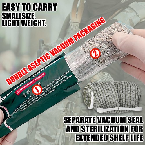 KIWAEZS Israeli Style Emergency Bandage - 6 Inch, Sterile Vacuum Sealed - Combat Tactical First Aid Kit IFAK Supplies - Compression Trauma Wound Dressing, 6 Count